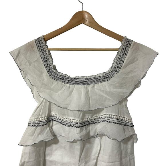 Kisuii Bohemian Tiered Off Shoulder Cotton Mini Dress cottagecore beachwear - Picture 7 of 10